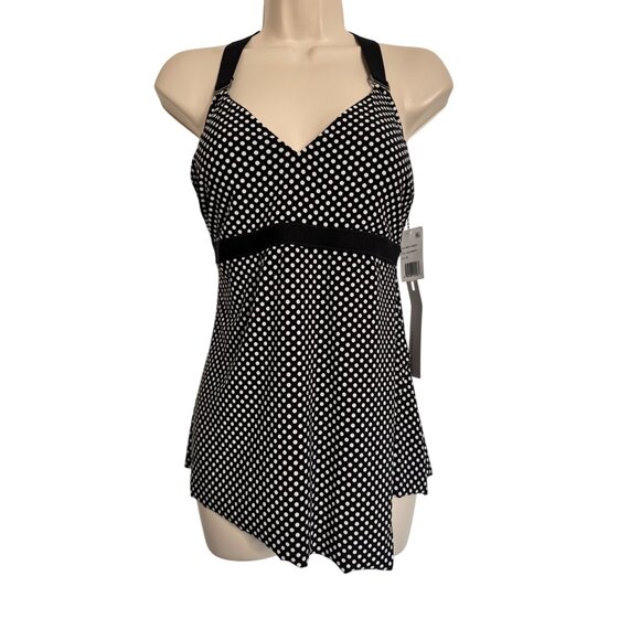 Magicsuit Swim Size 10 Tankini Top Size 10 Padded Black White Wrap T Back NWT Ma - Picture 9 of 9